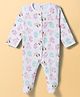ToffyHouse Single Jersey Knit Full Sleeves Footed Sleepsuit with Toys Print & Patch - White