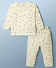 ToffyHouse Single Jersey Knit Full Sleeves Cupcake Printed Co-Ords T-Shirt & Pyjama Night Suit - Light Yellow