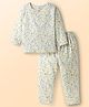 ToffyHouse Single Jersey Knit Full Sleeves Co-Ord T-Shirt & Pyjama Printed Night Suit - Multicolor