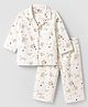 ToffyHouse Single Jersey Knit Full Sleeves Shirt & Pyjama Night Suit with Space Theme Print - Off White