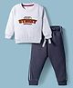 Simply Fleece Knit Full Sleeves Winter Wear T-Shirt & Lounge Pant Set With Sydney Print - Grey