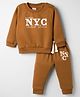 Simply Fleece Full Sleeves Winter Wear Suits M.Brown 3-6m (M) Unisex
