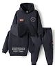 Simply Fleece Knit Full Sleeves Hooded Winter Wear Suit with Front & Back Text Print - Black