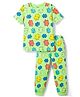 Honeyhap Premium 100% Cotton Knit Half Sleeves Printed Co-ord T-Shirt Pyjama Night Suit -  Sap Green