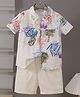 Mark & Mia Cotton Half Sleeves Shirt & Shorts Set with Painting Print - Multicolor
