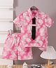 Mark & Mia Cotton Half Sleeves Tie & Dye Shirt & Shorts Set with Attached Tie - Pink