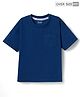 Honeyhap Premium 100% Cotton Knit Half Sleeves Solid Color Oversized T-Shirt with Bio Finish - Navy Peony