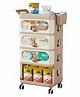 House of Quirk 4 Tier Baby Dresser Storage Trolley Plastic Rolling Cart with Drawers for Baby Essentials Diapers Clothes & Kids Toys Organizer - Beige