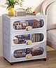 House of Quirk 3 Layer Stackable Collapsible Storage Box Cabinet with Wheels & Flip Doors 50cm Plastic Storage Box for Toy Organization - Grey