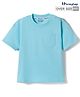 Honeyhap Premium 100% Cotton Knit Half Sleeves Solid Color Oversized T-Shirt with Bio Finish - Tanager Turquoise