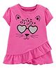 Carter's Glitter Sunglasses Cat Ruffle Tee - Pink