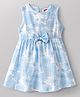 Babyhug Single Jersey Knit Sleeveless Frock with Floral Print & Bow Applique - Multicolor