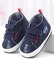Cute Walk by Babyhug Velcro Closure Booties with Car Print- Navy Blue