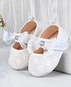 Cute Walk by Babyhug Velcro Closure Booties with Floral Embroidery & Bow Applique - White