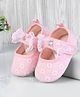 Cute Walk by Babyhug Velcro Closure Booties with Floral Embroidery & Bow Applique - Pink