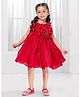 Ministitch Tissue Woven Sleeveless Floral Applique Detailed Dress - Red