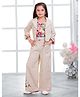 Ministitch Cotton Blend Woven Sleeves Floral Printed Top With Three Fourth Sleeves Solid Jacket & Palazzo Set - Offwhite