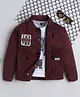 Ministitch Denim Woven Full Sleeves 123 789 Number Printed Jacket With Tee - Maroon