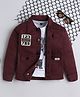 Ministitch Denim Woven Full Sleeves boy Printed Tshirt with jacket- Maroon