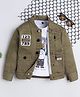 Ministitch Denim Woven Full Sleeves Jacket With Printed Tshirt- Khaki