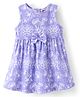 Babyhug Single Jersey Knit Sleeveless Frock with Floral Print & Bow Applique - Multicolor