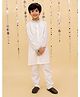 Lil' Drama Cotton Woven Full Sleeves Solid Kurta Pyjama Set - White