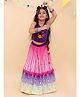 Lil' Drama Cotton Knit Sleeveless Floral Printed Lehenga & Choli Set - Purple