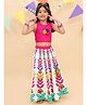 Lil' Drama Cotton Knit Sleeveless Floral Printed Lehenga & Choli Set - Pink