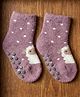 Ziory Knit Animal Face Designed  Anti Skid Socks - Purple