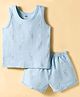 Zero Knitted Sleeveless Co-ords T-Shirt & Shorts Night Set with Elephant Print - Aqua