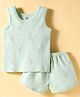 Zero Knitted Sleeveless Co-ords T-Shirt & Shorts Night Set with Elephant Print - Mint