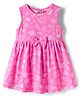 Babyhug 100% Cotton Knit Sleeveless Floral Printed Frock With Bow Applique - Multicolour