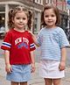 Honeyhap Premium Cotton Knit Half Sleeves T-Shirts With Bio Finish & Text Print Pack of 2 - Mars Red & Dutch Canal