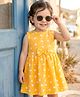 Babyhug Single Jersey Knit Sleeveless Frock with Floral Print & Bow Applique - Multicolor