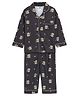 Cocoon Care Bamboo Knit Full Sleeves Hula Hooping Penguin Printed Coordinating Night Suit Set - Dark Grey