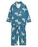 Cocoon Care Bamboo Knit Full Sleeves Zebra Printed Coordinating Night Suit Set - Blue
