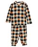 Cocoon Care Bamboo Knit Full Sleeves Checked Bear Printed Coordinating Night Suit Set - Multi Colour