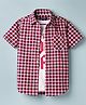 Pine Kids Cotton Woven Half Sleeves Checks Shirt With Inner Tee - Red
