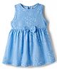 Babyhug Single Jersey Knit Antibacterial Sleeveless Floral Printed Frock with Bow Applique - Blue