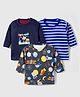Kidi Wav Pack Of 3 Full Sleeves Striped & Space Theme Printed Tee - Multi Colour