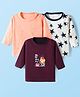 Kidi Wav Pack of 3 Full Sleeves Stars & Cartoon Tiger Printed Tee - Multi Colour