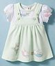 ToffyHouse Interlock Knit Frock with Half Sleeves Inner Tee with Bunny Print - Light Green & White
