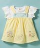 ToffyHouse Interlock Knit Half Sleeves Duck Printed & Embroidered Frock With Inner Tee - Light Yellow & White