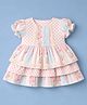 ToffyHouse Interlock Knit Layered Frock with Half Sleeves and Floral Print - White