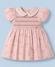 ToffyHouse Cotton Interlock Knit Frocks with Puffed Sleeves and Floral Print - Pink