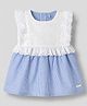 ToffyHouse Interlock Knit Sleeveless Striped One Piece Dress with Embroidered Detailing - Blue