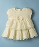 ToffyHouse Muslin Woven Half Sleeves One Piece Dresses/Frocks With Bow Applique - Lemon Yellow