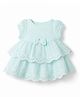 ToffyHouse Muslin Woven Sleeveless Layered Frock with  Floral Embroidery & Bow Applique -  Light Green