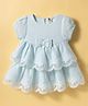 ToffyHouse Muslin Woven Half Sleeves One Piece Dresses/Frocks With Bow Applique - Light Blue