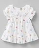 Toffyhouse Muslin Knit Half Sleeves Frock With Cherry Print- White
